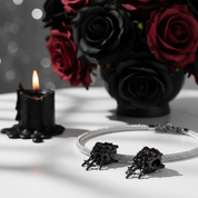 Gothic Black Moon Rose & Butterfly Charm Series-Black Diamonds New York
