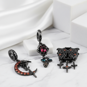 Gothic Black Moon Rose & Butterfly Charm Series-Black Diamonds New York