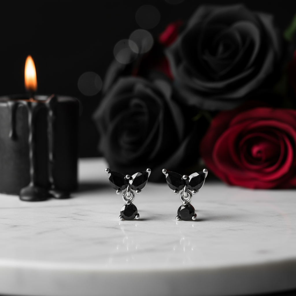 Gothic Black Diamond Earrings-Black Diamonds New York