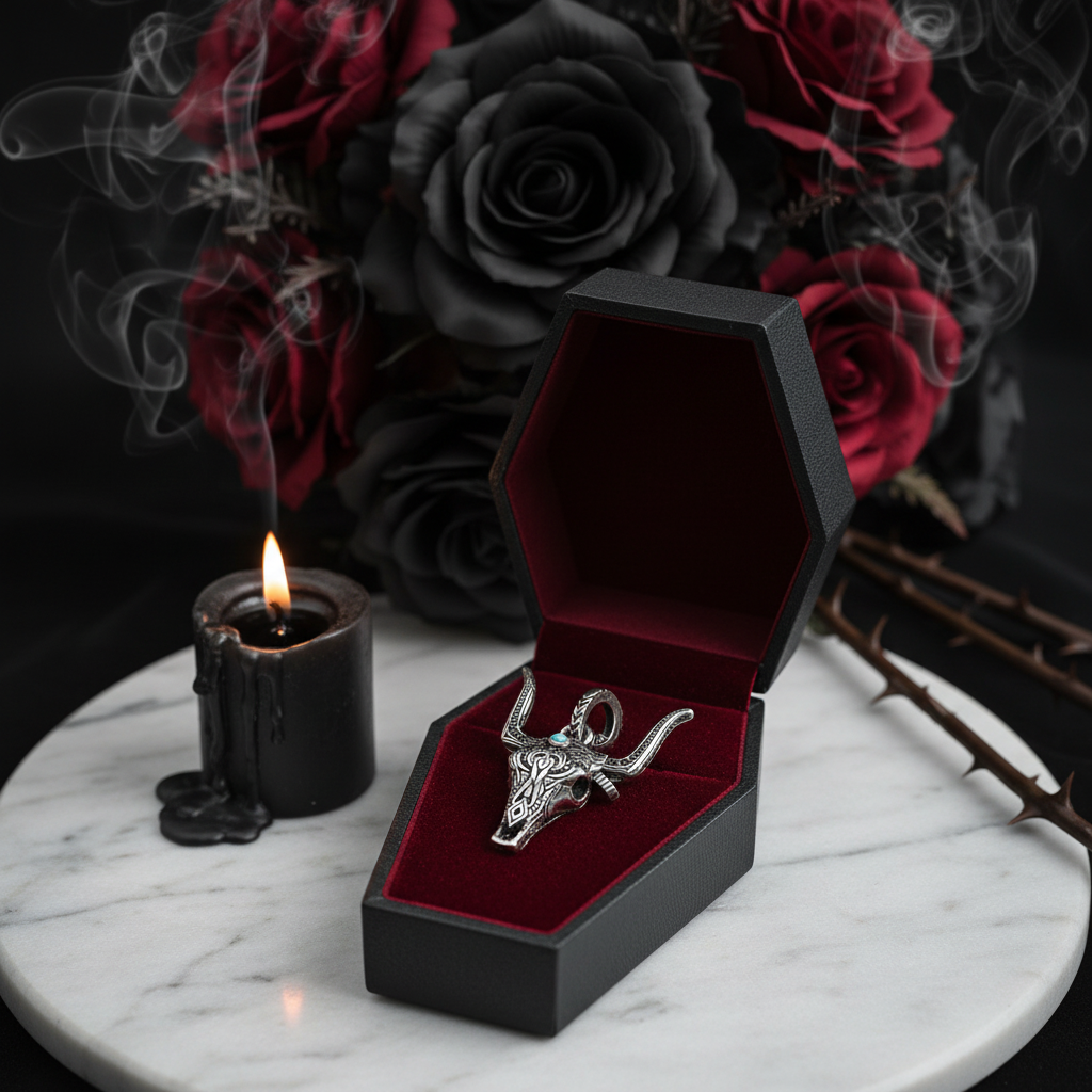 Gothic Bull Head Ethnic Pendant-Black Diamonds New York
