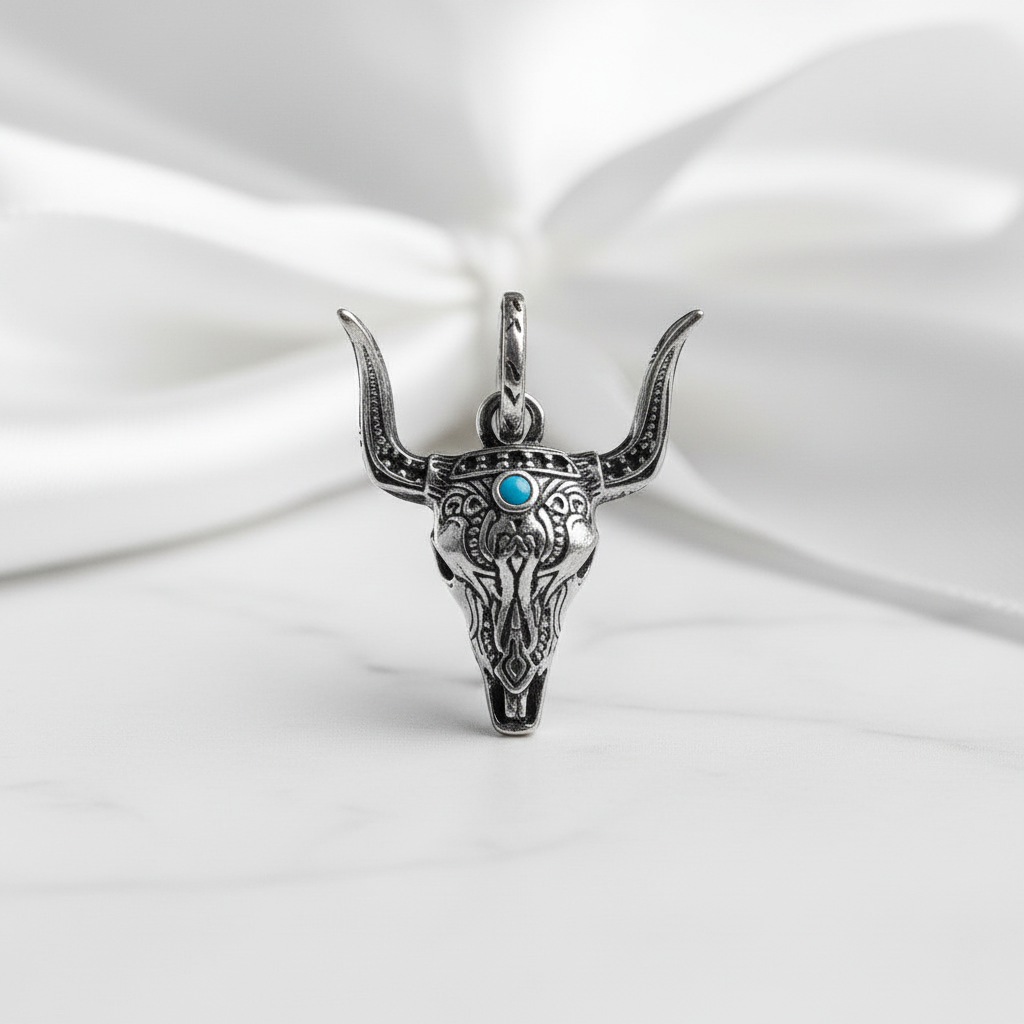 Gothic Bull Head Ethnic Pendant-Black Diamonds New York