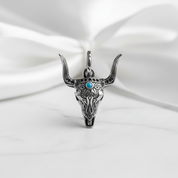 Gothic Bull Head Ethnic Pendant-Black Diamonds New York