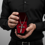 Gothic Cross Pave Diamond Option Sword Necklace-Black Diamonds New York