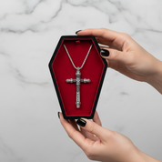 Gothic Cross Pave Diamond Option Sword Necklace-Black Diamonds New York
