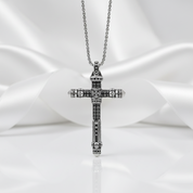 Gothic Cross Pave Diamond Option Sword Necklace-Black Diamonds New York