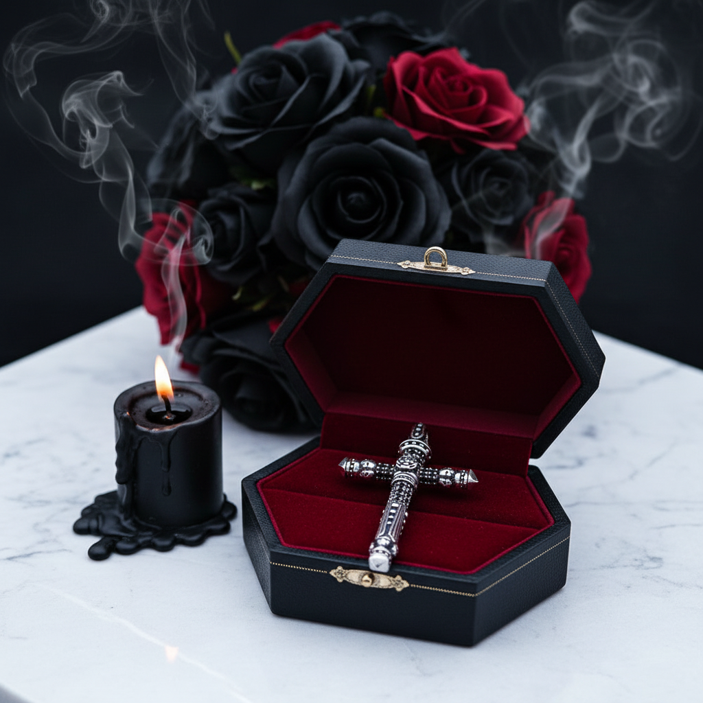 Gothic Cross with Diamond Option Sword Pendant-Black Diamonds New York