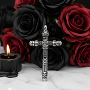 Gothic Cross with Diamond Option Sword Pendant-Black Diamonds New York