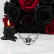 Gothic Crowned Skull King Charm Necklace-Black Diamonds New York