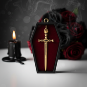 Gothic European Option Sword & Knight Skull with Crown Pendants-Black Diamonds New York
