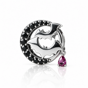 Gothic Flower Moon Bat & Vintage Option Hanging Beads-Black Diamonds New York