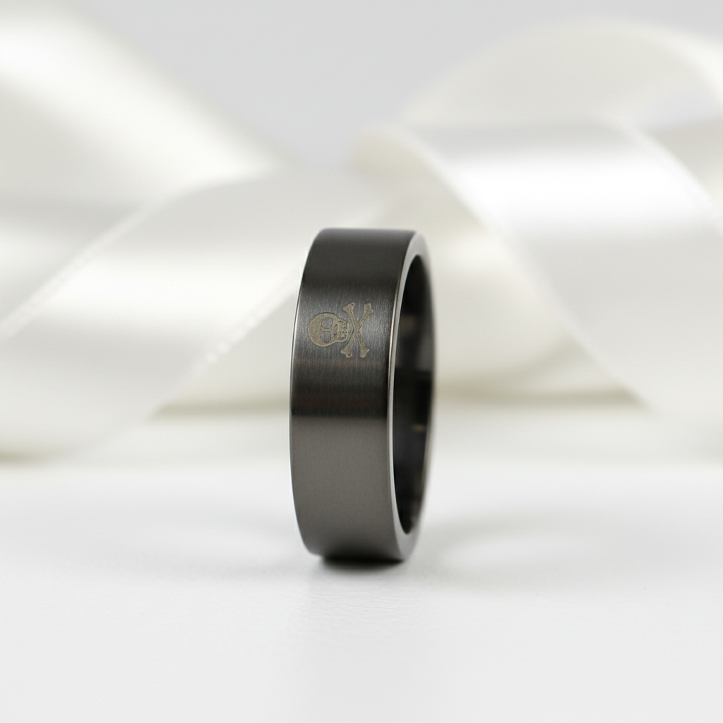 Gothic Skull Cross Bone Men's Ring Band-Black Diamonds New York