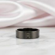Gothic Skull Cross Bone Men's Ring Band-Black Diamonds New York