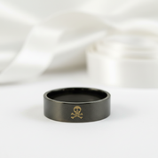 Gothic Skull Cross Bone Men's Ring Band-Black Diamonds New York