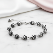 Gothic Skull Pave Link Chain Bracelet-Black Diamonds New York