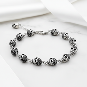 Gothic Skull Pave Link Chain Bracelet-Black Diamonds New York
