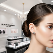 Gothic Skull Stud Earrings-Black Diamonds New York