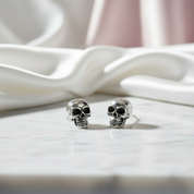 Gothic Skull Stud Earrings-Black Diamonds New York