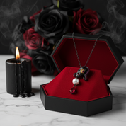 Gothic Skull with Freshwater Pearl Necklace-Black Diamonds New York