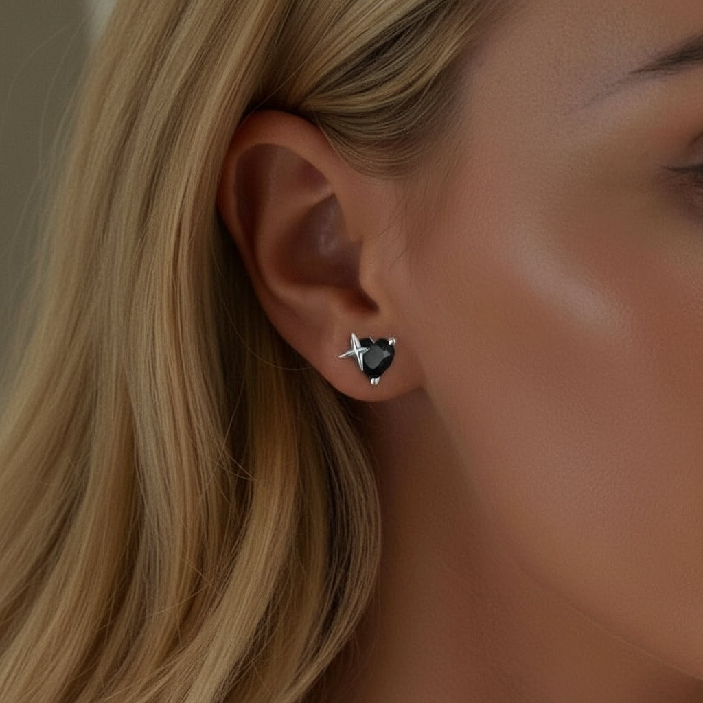 Gothic Stud Earrings with Black Diamond-Black Diamonds New York