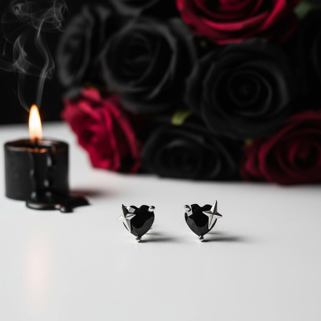 Gothic Stud Earrings with Black Diamond-Black Diamonds New York
