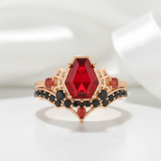 Eternal Vows Ring Set- Spider Web Coffin Cut Diamond Option Wedding Rings-Black Diamonds New York