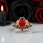 Eternal Vows Ring Set- Spider Web Coffin Cut Diamond Wedding Rings-Black Diamonds New York