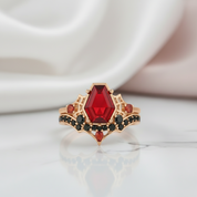 Eternal Vows Ring Set- Spider Web Coffin Cut Diamond Wedding Rings-Black Diamonds New York