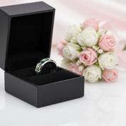 Green Abalone Men's Tungsten Wedding Band-Black Diamonds New York