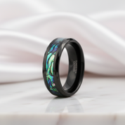 Green Abalone Shell Rhombus Tungsten Wedding Band
