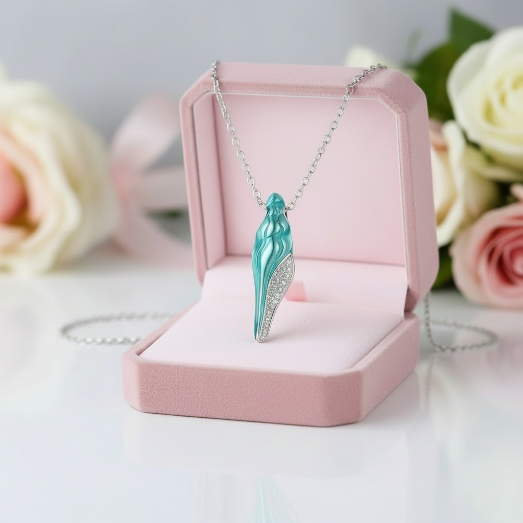 Green Enamel Conch Shell Pendant Necklace with Diamond Option-Black Diamonds New York