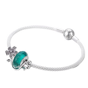 Green Murano Beads & Pink Flower Charm-Black Diamonds New York