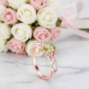 Green Peridot Rose Gold Bohemian Ring-Black Diamonds New York