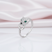 Green Spinel & Diamond Leopard Panther Ring-Black Diamonds New York