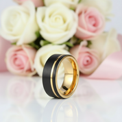 Groove Gold Men's Tungsten Wedding Band-Black Diamonds New York