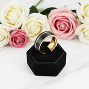 Groove Gold Men's Tungsten Wedding Band-Black Diamonds New York