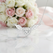 Guardian Angel's Wings Heart Necklace-Black Diamonds New York