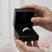 Half Brush & Half Polish Men's Ring Band-Black Diamonds New York