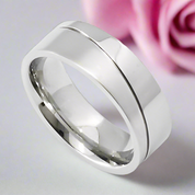 Half Brush & Half Polish Men's Ring Band-Black Diamonds New York