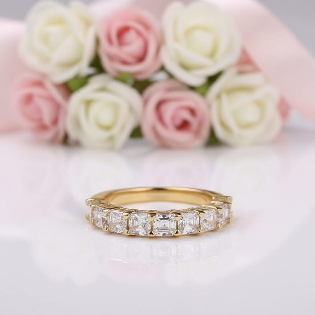 Half Eternity Asscher Cut Ring Band-Black Diamonds New York