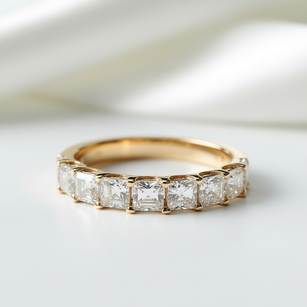 Half Eternity Asscher Cut Ring Band-Black Diamonds New York