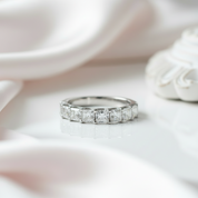 Half Eternity Asscher Cut Ring Band-Black Diamonds New York