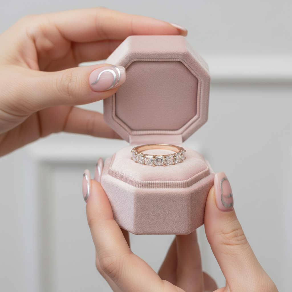 Half Eternity Asscher Cut Ring Band-Black Diamonds New York