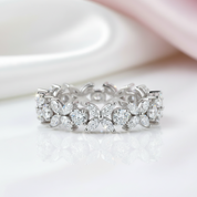 Half Eternity Diamond Flower Wedding Band-Black Diamonds New York