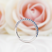 Half Eternity Light Aquamarine Blue Wedding Band-Black Diamonds New York