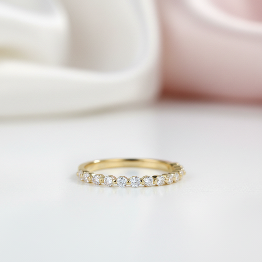 Half Eternity Diamond Option Bubble Ring Band-Black Diamonds New York