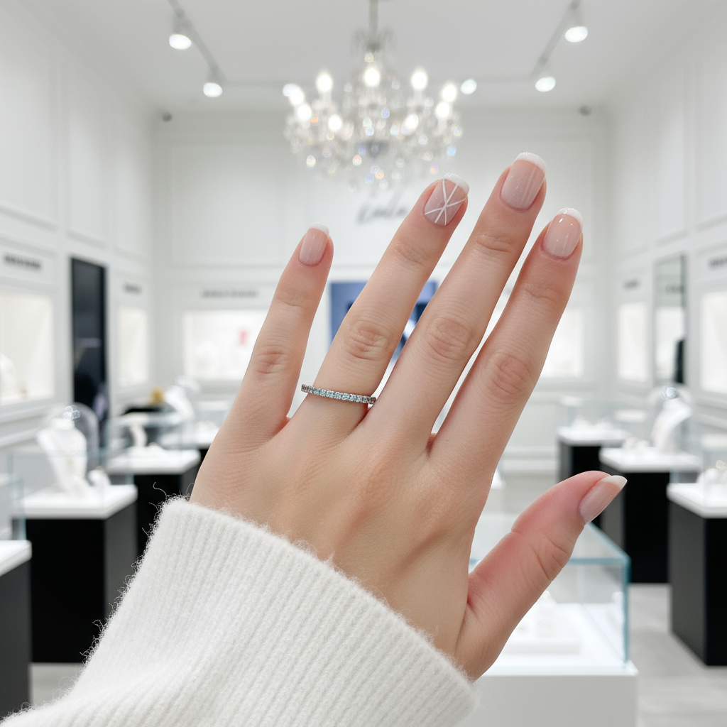 Half Eternity Rose Gold Light Aquamarine Blue Wedding Band-Black Diamonds New York