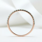 Half Eternity Rose Gold Light Aquamarine Blue Wedding Band-Black Diamonds New York