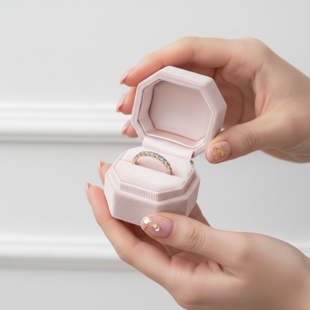 Half Eternity Rose Gold Light Aquamarine Blue Wedding Band-Black Diamonds New York