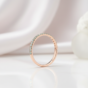 Half Eternity Rose Gold Light Aquamarine Blue Wedding Band-Black Diamonds New York