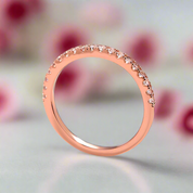 Half Eternity Rose Gold Peachy Pink Stone Wedding Band-Black Diamonds New York